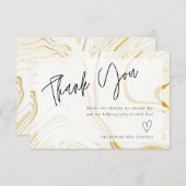 Carte de remerciements Marbre blanc moderne (Devant / Derrière)