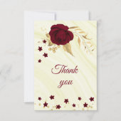 Carte De Remerciements marbre bordeaux doré (Devant)