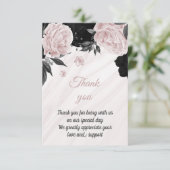 Carte De Remerciements marbre botanique noir et rose tendre (Debout devant)