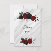 Carte De Remerciements marbre botanique rouge et noir (Devant)