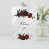 Carte De Remerciements marbre botanique rouge et noir (Debout devant)