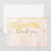 Carte De Remerciements Marbre doré élégant simple Script (Devant / Derrière)