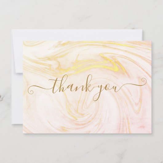 Carte De Remerciements Marbre doré élégant simple Script (Devant)