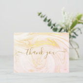Carte De Remerciements Marbre doré simple élégant écriture (Debout devant)