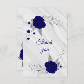 Carte De Remerciements marbre gris argent royal (Devant / Derrière)