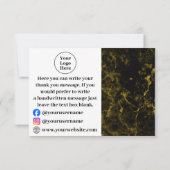 Carte De Remerciements Marbre noir et or (Dos)