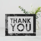 Carte De Remerciements Marbre noir sur gris avec découpe (Debout devant)