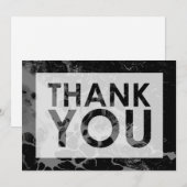 Carte De Remerciements Marbre noir sur gris avec découpe (Devant / Derrière)