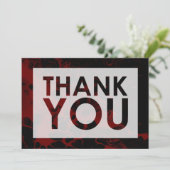 Carte De Remerciements Marbre noir sur rouge Bourgogne avec découpure (Debout devant)