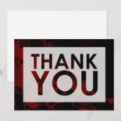 Carte De Remerciements Marbre noir sur rouge de Bourgogne avec découpure (Devant / Derrière)