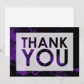 Carte De Remerciements Marbre noir sur violet avec découpage (Devant / Derrière)