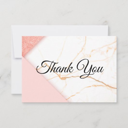 Carte De Remerciements Marbre rose et or moderne (Devant)