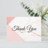 Carte De Remerciements Marbre rose et or moderne (Debout devant)