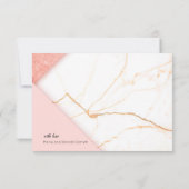 Carte De Remerciements Marbre rose et or moderne (Dos)