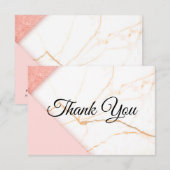 Carte De Remerciements Marbre rose et or moderne (Devant / Derrière)