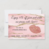 Carte De Remerciements Marbre rose Or Agate Lip Gloss Maquillage (Dos)