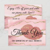 Carte De Remerciements Marbre rose Or Agate Lip Gloss Maquillage (Devant / Derrière)