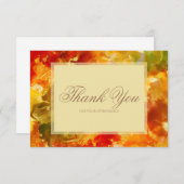 Carte De Remerciements Marbre rouge, orange, or, jaune (Devant / Derrière)