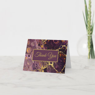 Carte De Remerciements Marbre Violet Luxueux avec Or
