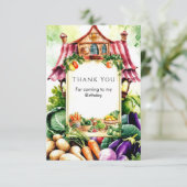 Carte De Remerciements Marché de légumes magiques d'anniversaire de fermi (Debout devant)