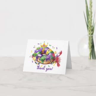 Carte De Remerciements Mardi Grass Queen Girl Folded Thank You Card