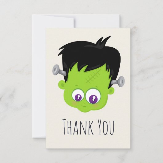 Carte De Remerciements Mare Green Frankenstein Monster face Halloween (Devant)