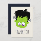 Carte De Remerciements Mare Green Frankenstein Monster face Halloween (Devant / Derrière)