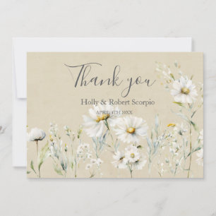 Carte De Remerciements Marguerite de Prairie Sauvage Kraft Floral Mariage