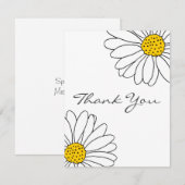Carte De Remerciements Marguerite jaune et blanc (Devant / Derrière)