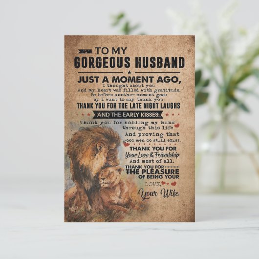 Carte De Remerciements Mari Un Moment À Mon Magnifique Mari (Debout devant)