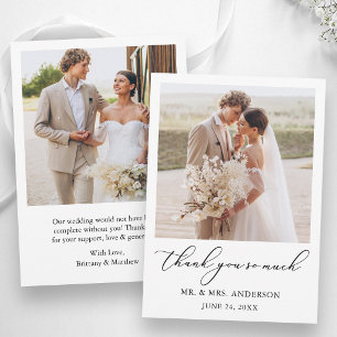 Carte De Remerciements Mariage 2 Photo Calligraphie Moderne Minimaliste