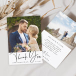 Carte De Remerciements Mariage 2 photo élégant à la main<br><div class="desc">Carte de remerciements moderne avec une photo supplémentaire et texte personnalisé sur le dos. Vous pouvez utiliser cette carte pour un mariage,  une douche nuptiale,  un fiançailles,  un anniversaire ou tout événement spécial. Pour une personnalisation plus avancée de cette conception,  cliquez sur le BOUTON OUTIL DESIGN BLEU ci-dessus.</div>