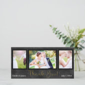 Carte De Remerciements Mariage 3 Photo Image Noir Or Remerciement (Debout devant)