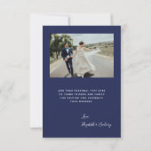 Carte De Remerciements mariage à 2 photos bleu marine (Dos)