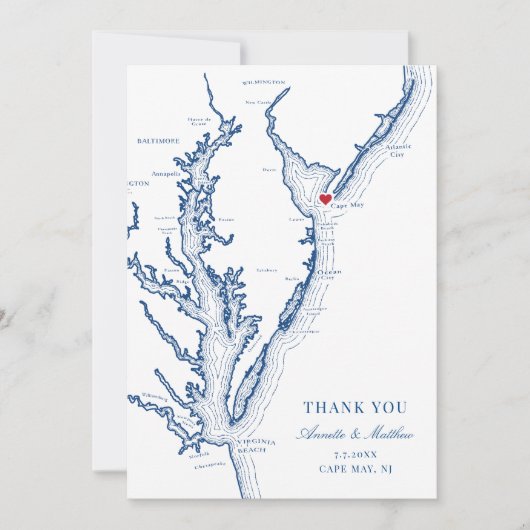 Carte De Remerciements Mariage à Cape May New Jersey Plat (Devant)