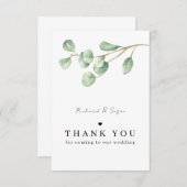 Carte de remerciements mariage à eucalyptus minima (Devant / Derrière)