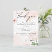 Carte De Remerciements Mariage à fleurs roses (Debout devant)