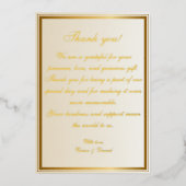 Carte de remerciements Mariage à huile d'or à crèm (Recto)