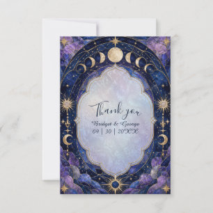 Carte De Remerciements Mariage à la phase lunaire céleste en bleu de minu