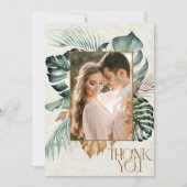 Carte De Remerciements Mariage à la plage de photo florale tropicale (Devant)