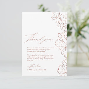 Carte De Remerciements Mariage à la terre cuite florale élégante dessinée