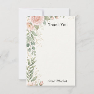 Carte De Remerciements Mariage à la verdure de rose carminée