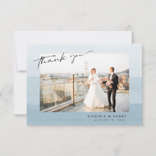 Carte De Remerciements Mariage à l'aquarelle bleue