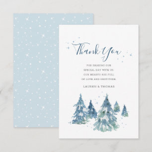 Carte De Remerciements Mariage à l'aquarelle d'un arbre toujours vert en