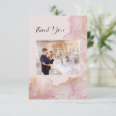 Carte De Remerciements Mariage à l'aquarelle Seraphina rose et or  (Debout devant)