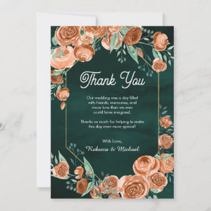 Carte De Remerciements Mariage à l'émeraude verte en terre cuite florale