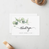 Carte de remerciements Mariage à lettres mains Euc (Devant/Arrière en situation)