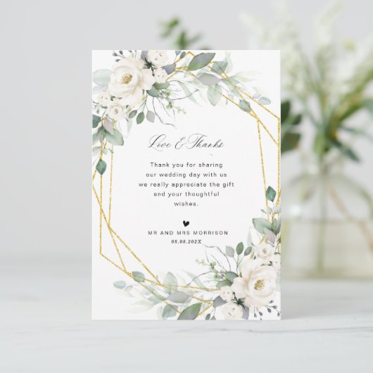 carte de remerciements mariage à l'eucalyptus (Debout devant)