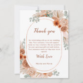 Carte De Remerciements Mariage à l'herbe de Pampas Terracotta Boho (Devant)