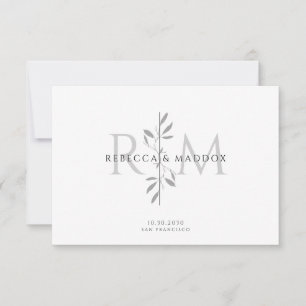 Carte De Remerciements Mariage à monogramme botanique élégant